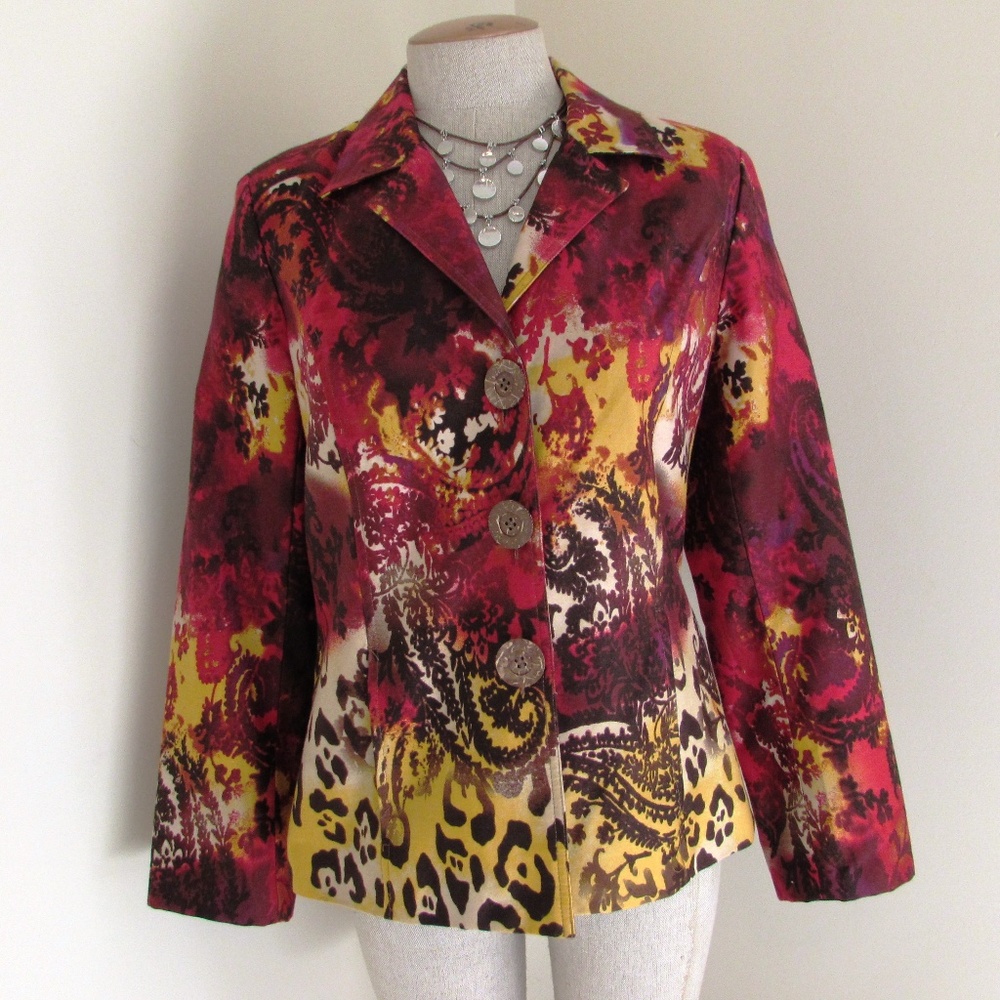 Birch Hill Red/Gold Lined Animal Print Jacket